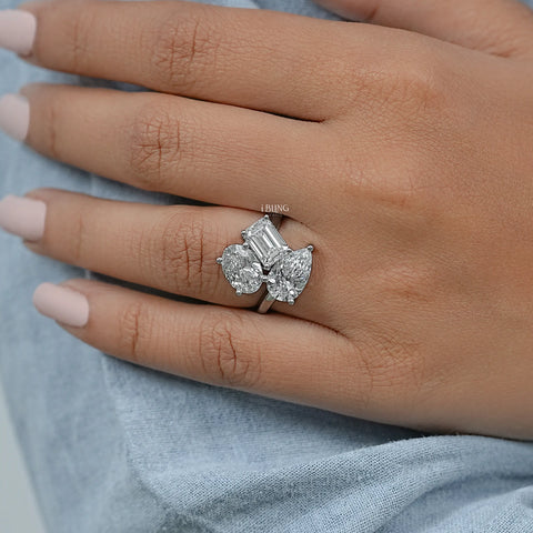 Multi Shape Lab Diamond Three Stone Statement Ring