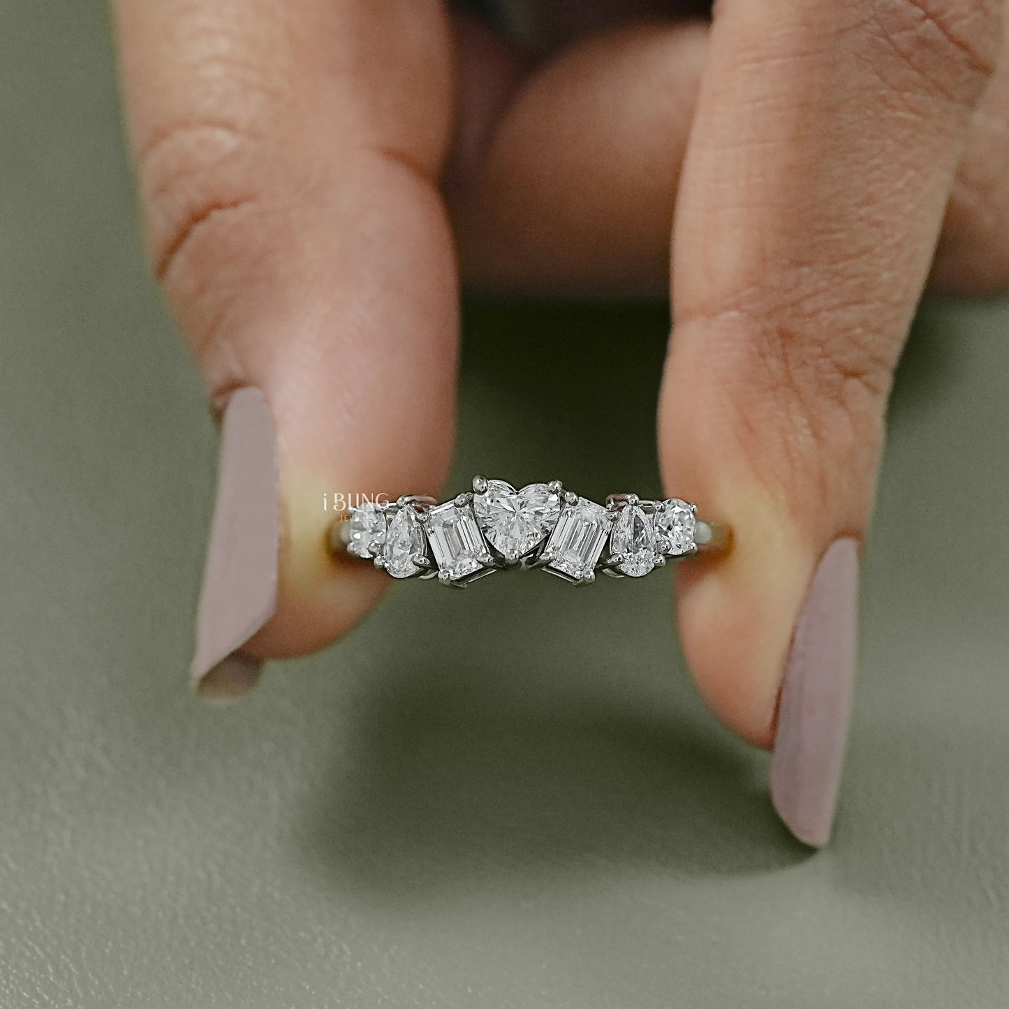 iBling Jewels Multi shape Diamond wedding band crafted with mixed lab diamonds