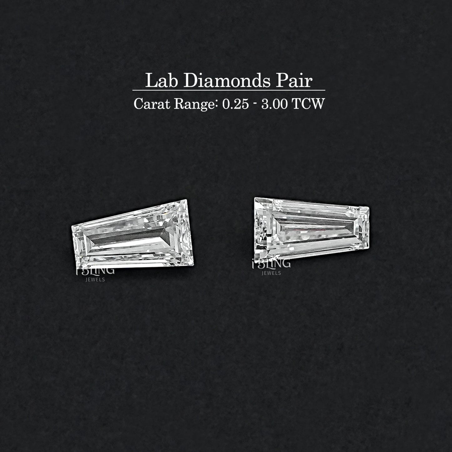 Tapered Baguette Cut CVD Diamond Matching Pair Matching Pair