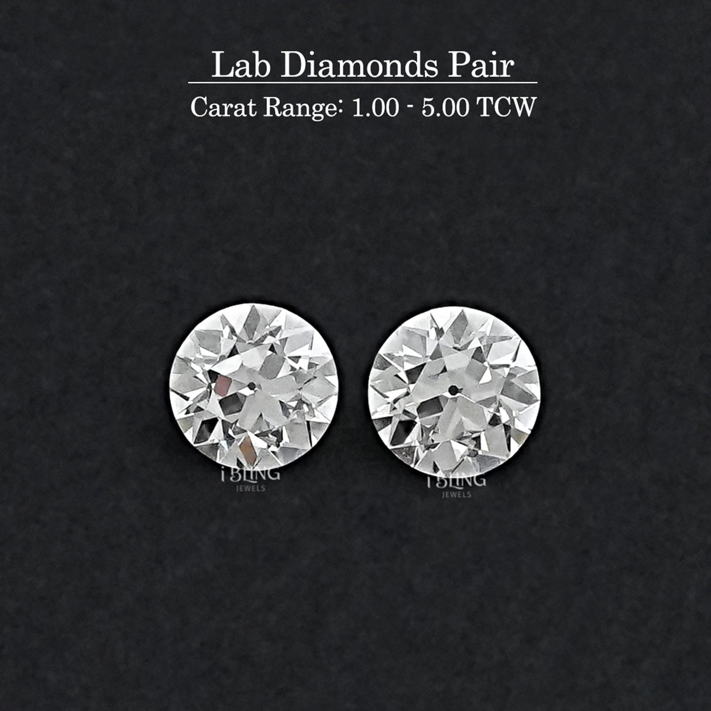 Old European Round Lab Grown Diamond Matching Pair Matching Pair