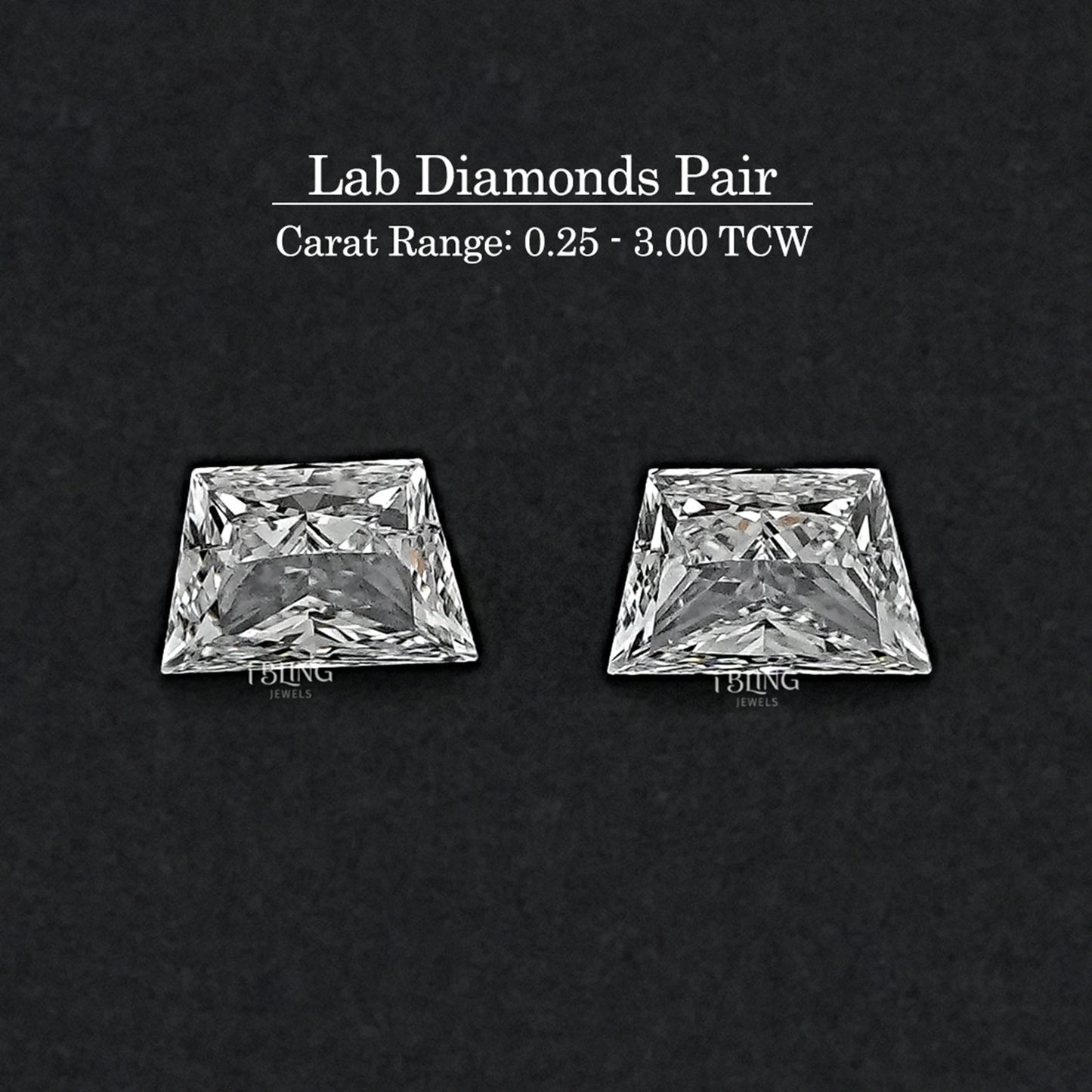 Brilliant Trapezoid Cut Lab Diamond Matching Pair Matching Pair