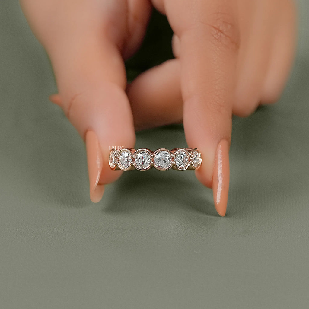 Bezel Set Round Cut Lab Grown Diamond Wedding Band