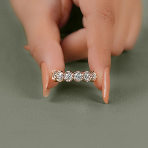 Bezel Set Round Cut Lab Grown Diamond Wedding Band