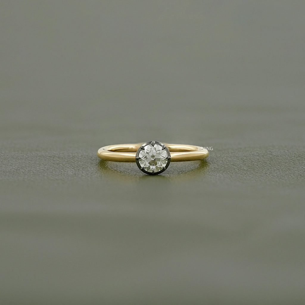 Old European Round Cut Solitaire Engagement Ring