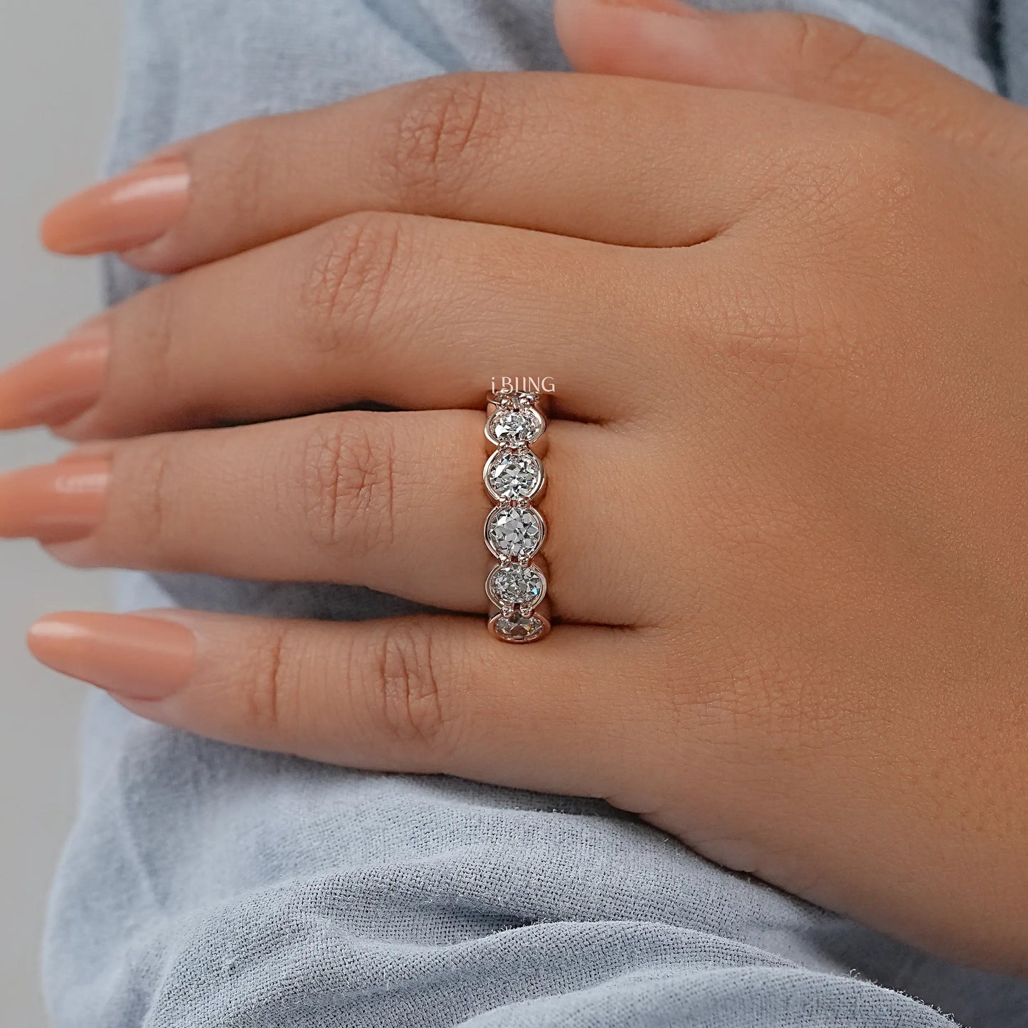 Bezel Set Round Cut Lab Grown Diamond Wedding Band