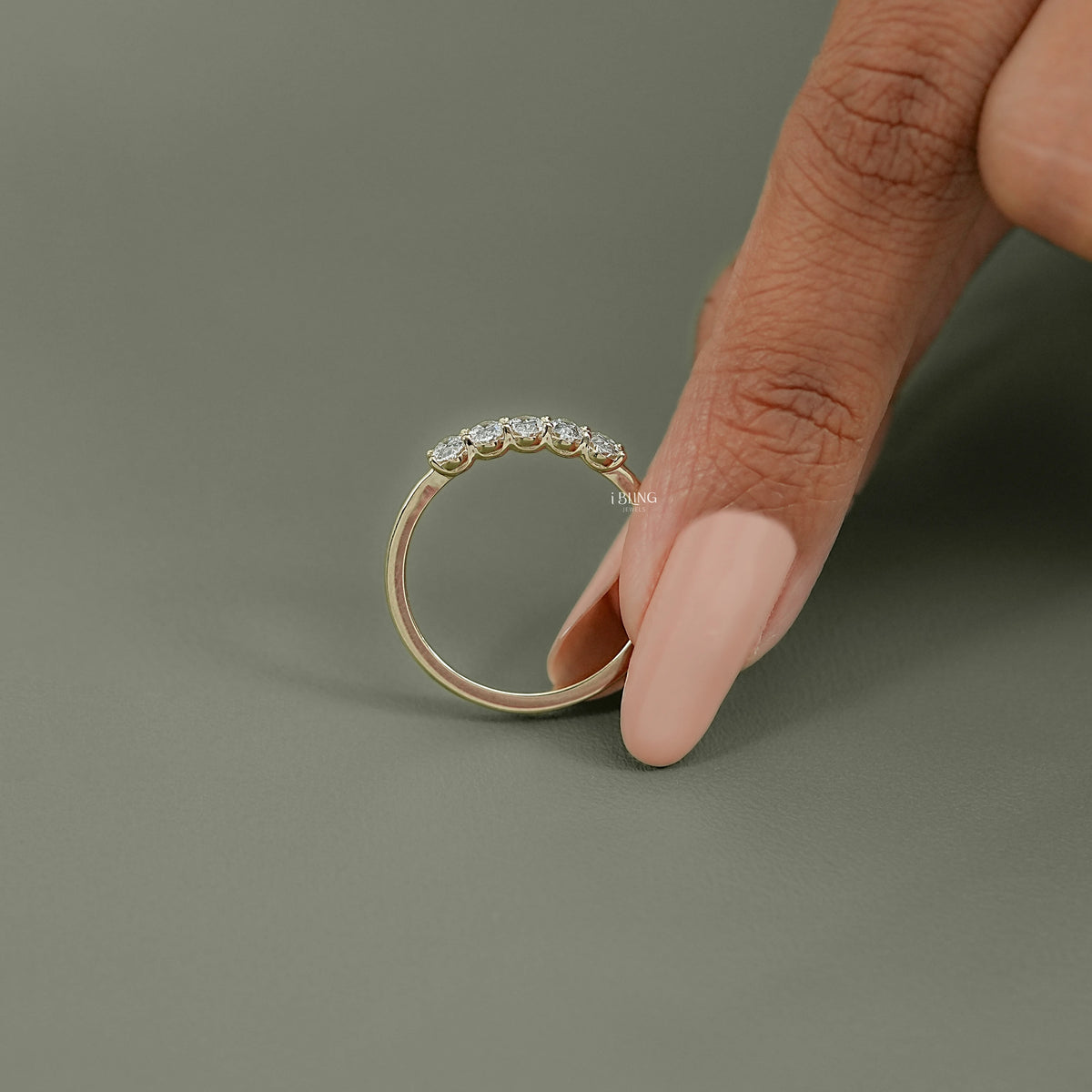 Oval Cut Lab Diamond Five Stone Wedding Band 5 Stone Ring