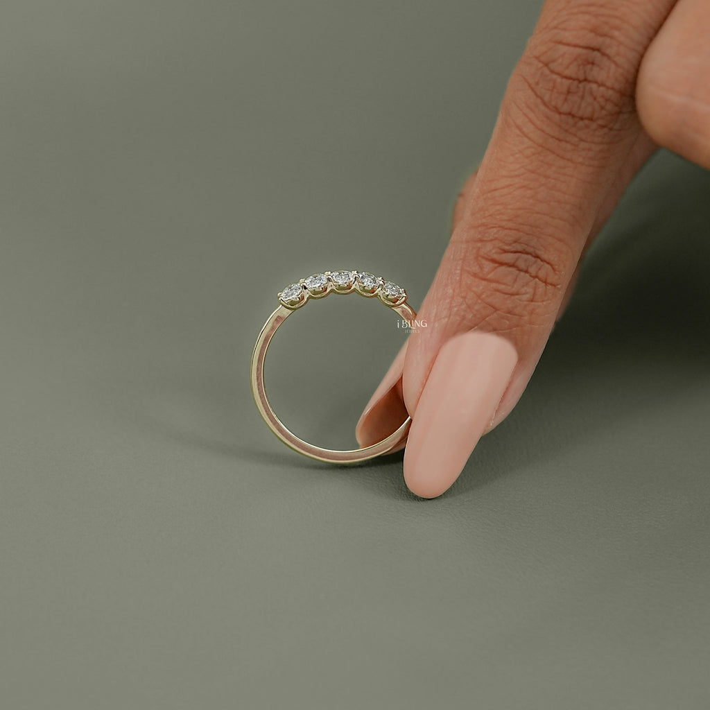 Oval Cut Lab Diamond Five Stone Wedding Band