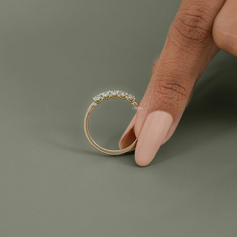 Oval Cut Lab Diamond Five Stone Wedding Band
