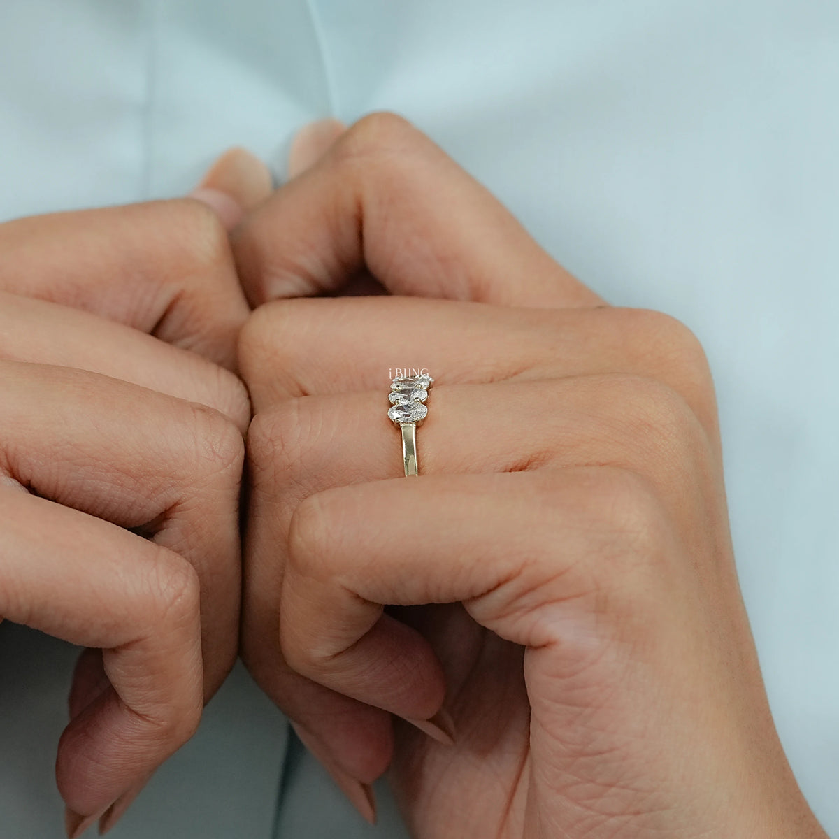 Oval Cut Lab Diamond Five Stone Wedding Band 5 Stone Ring