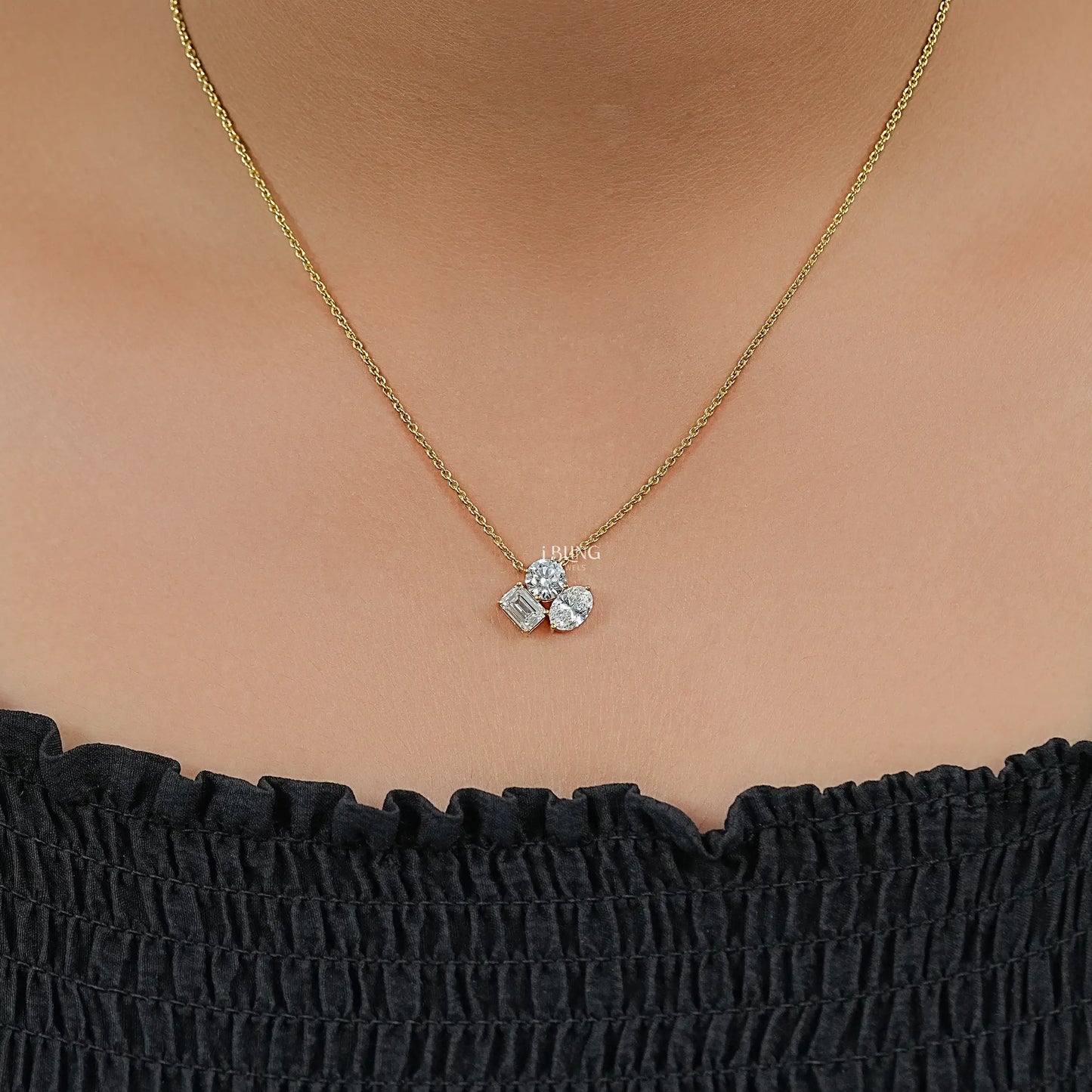 Three Stone Lab Grown Diamond Necklace