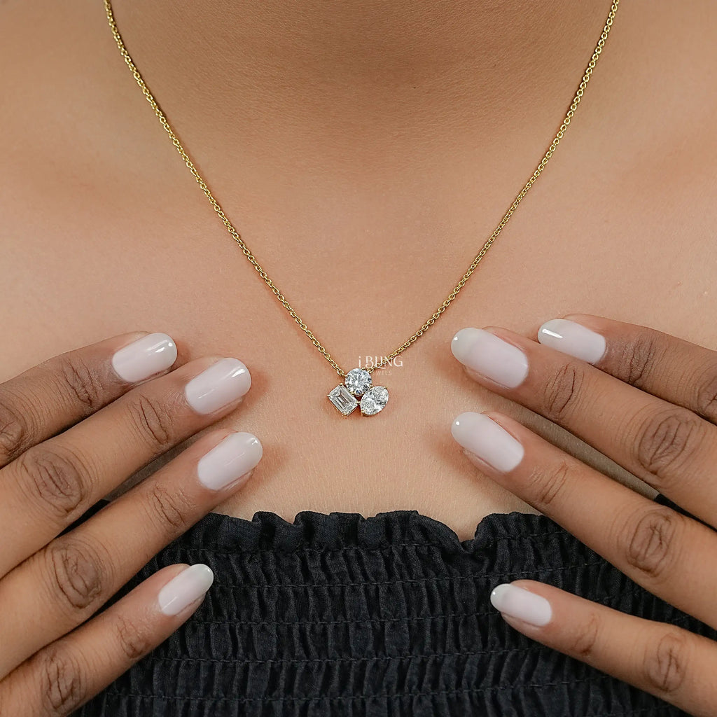 Three Stone Lab Grown Diamond Necklace
