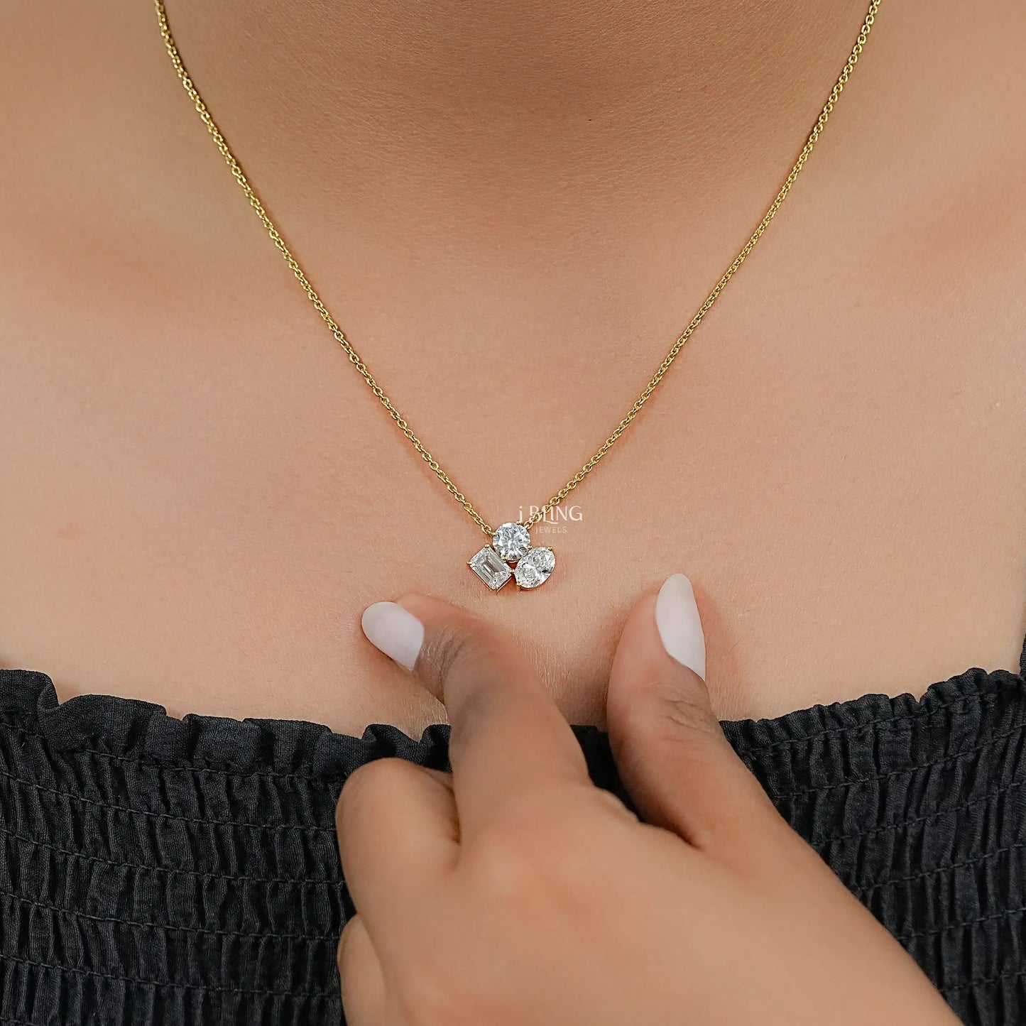 Three Stone Lab Grown Diamond Necklace