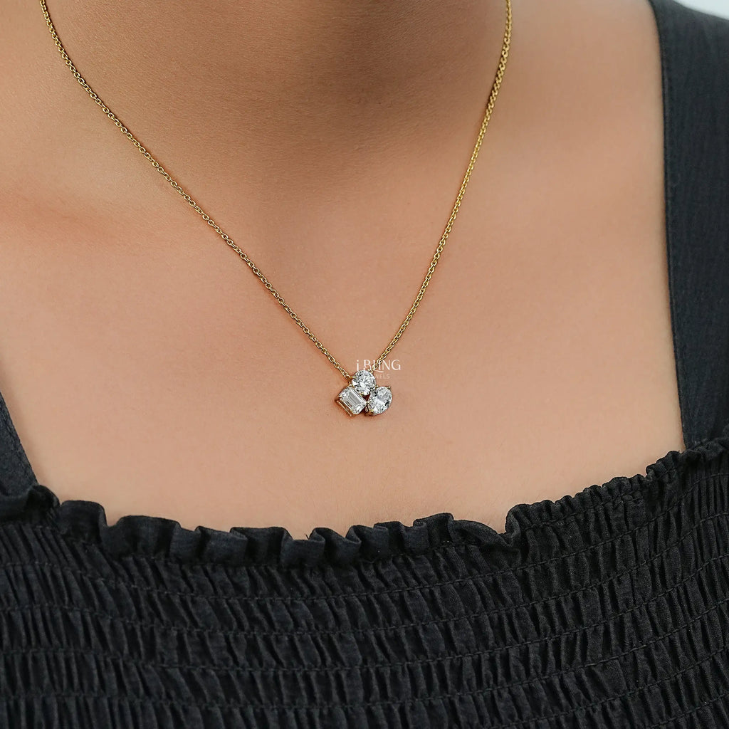 Three Stone Lab Grown Diamond Necklace