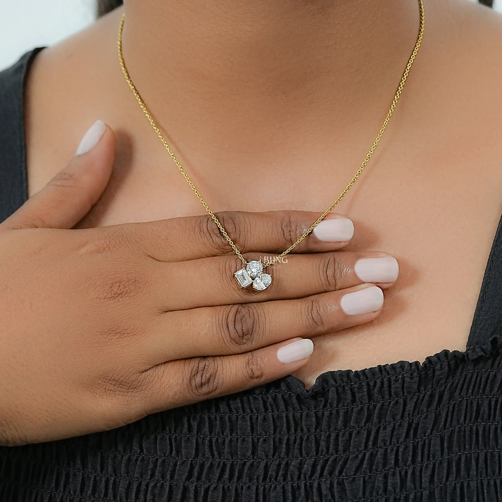 Three Stone Lab Grown Diamond Necklace