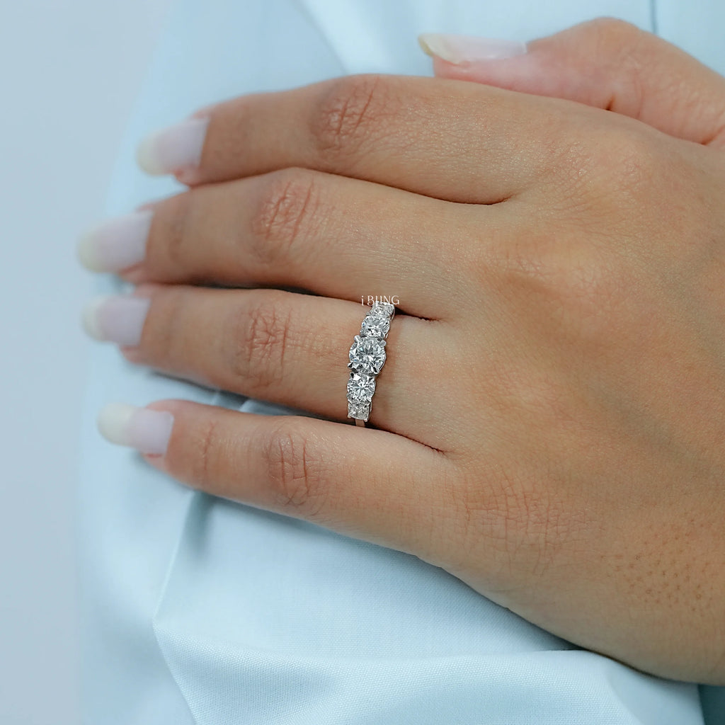 Cushion & Round Lab Grown Diamond Five Stone Ring