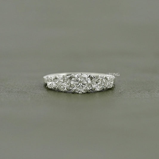 Cushion & Round Lab Grown Diamond Five Stone Ring 5 Stone Ring