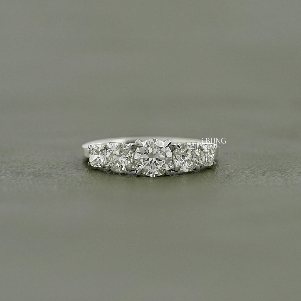 Cushion & Round Lab Grown Diamond Five Stone Ring