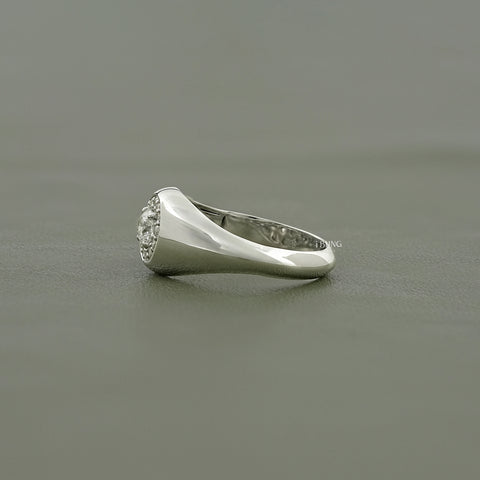 Round Cut Lab Diamond Halo Solitaire Dome Shank Ring