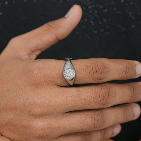 Round Cut Lab Diamond Halo Solitaire Dome Shank Ring