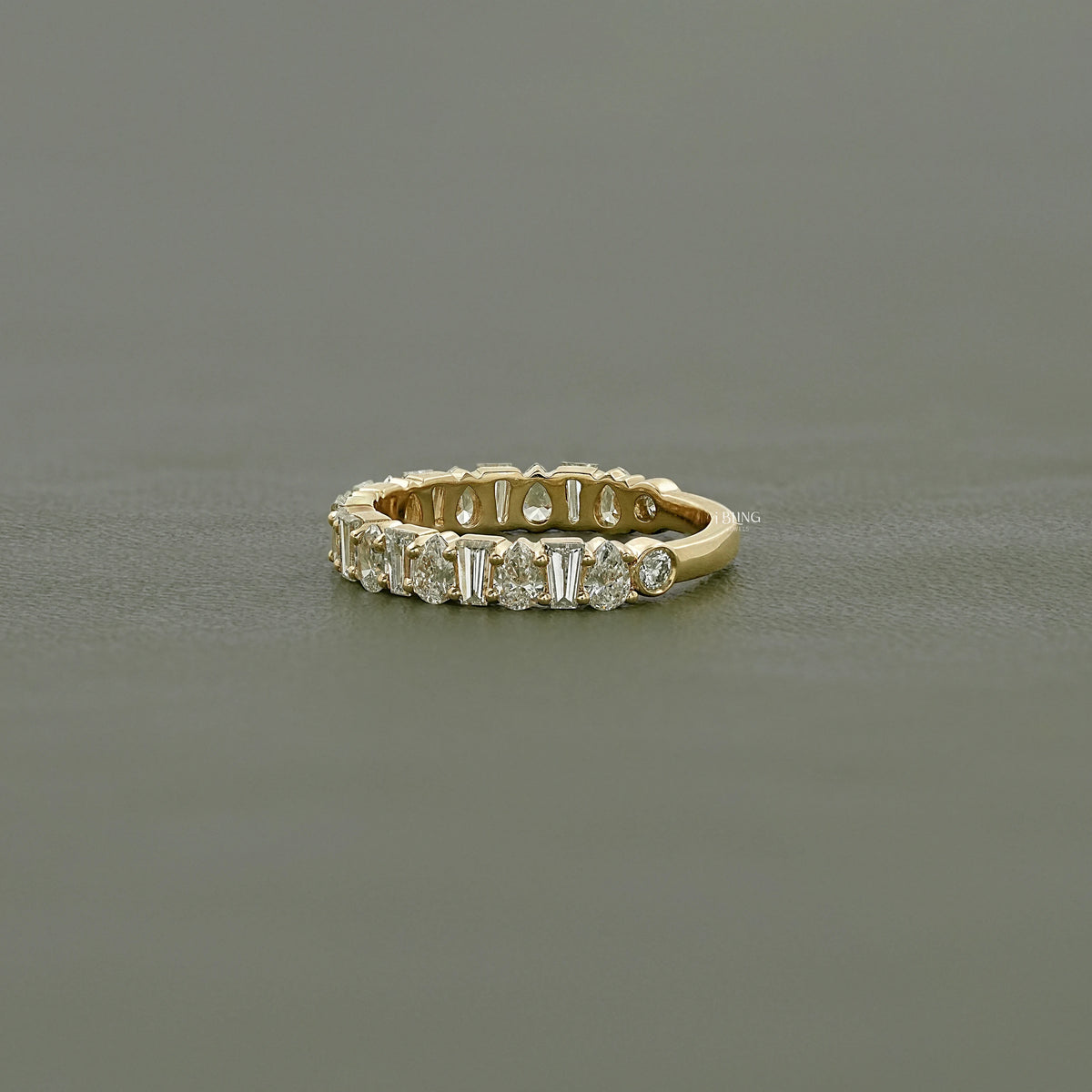 Bagutte & Pear Cut Lab Diamond Half Eternity Band Half Eternity