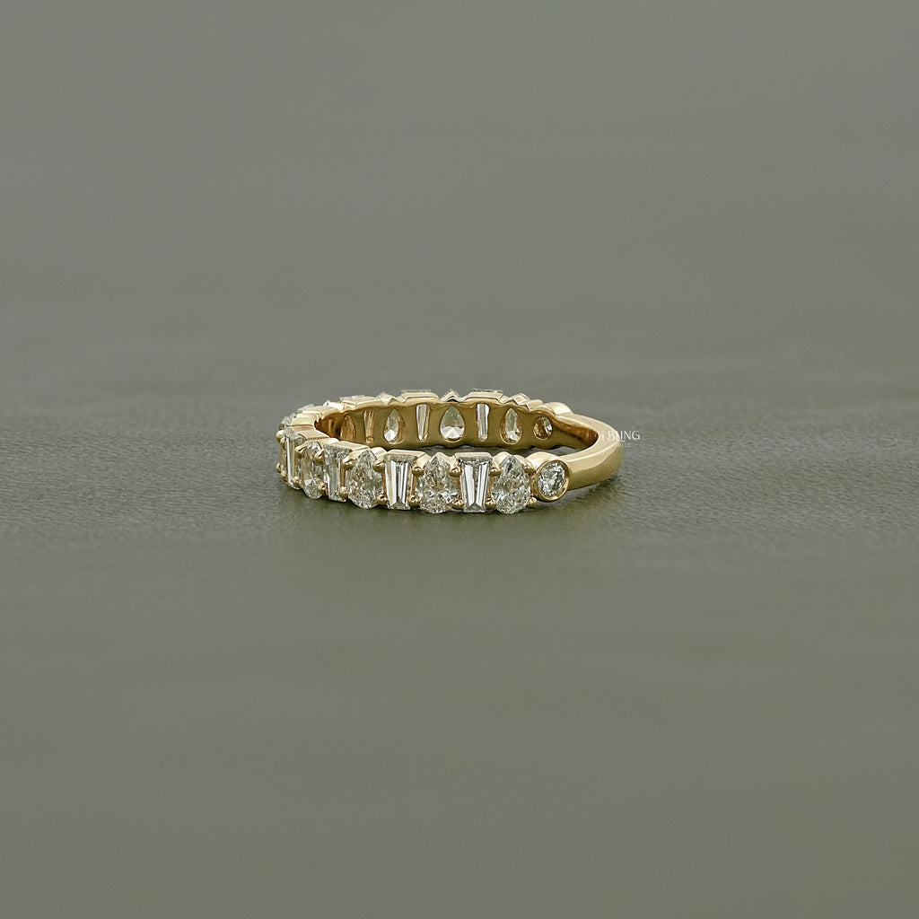 Bagutte & Pear Cut Lab Diamond Half Eternity Band