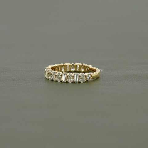 Bagutte & Pear Cut Lab Diamond Half Eternity Band