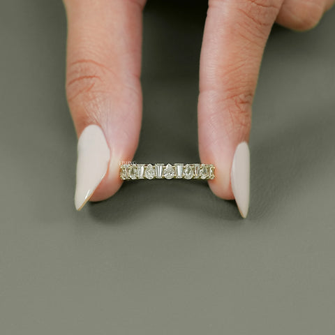 Bagutte & Pear Cut Lab Diamond Half Eternity Band