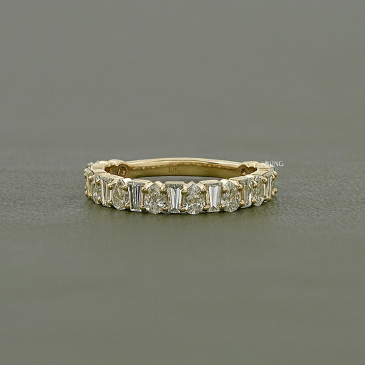 Bagutte & Pear Cut Lab Diamond Half Eternity Band Half Eternity