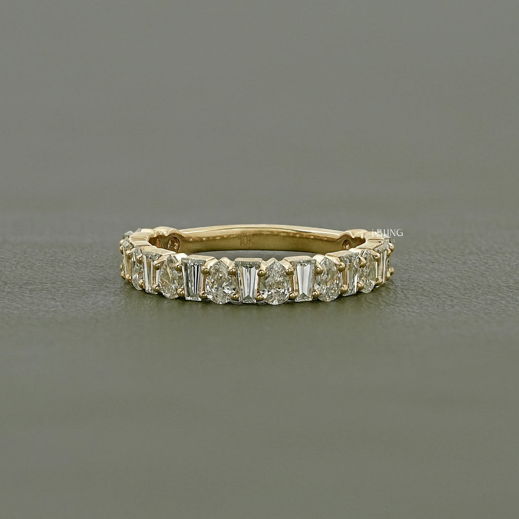 Bagutte & Pear Cut Lab Diamond Half Eternity Band