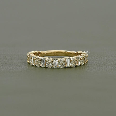 Bagutte & Pear Cut Lab Diamond Half Eternity Band