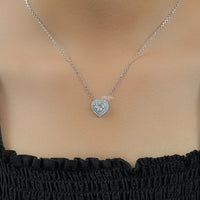 Heart Cut Lab Diamond Double Halo Necklace