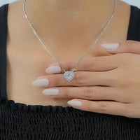 Heart Cut Lab Diamond Double Halo Necklace