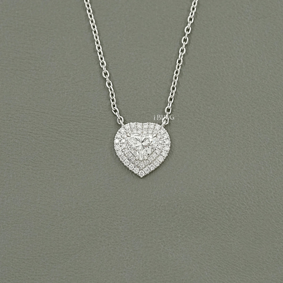 Heart Cut Lab Diamond Double Halo Necklace Necklace