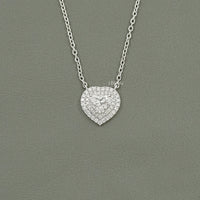 Heart Cut Lab Diamond Double Halo Necklace