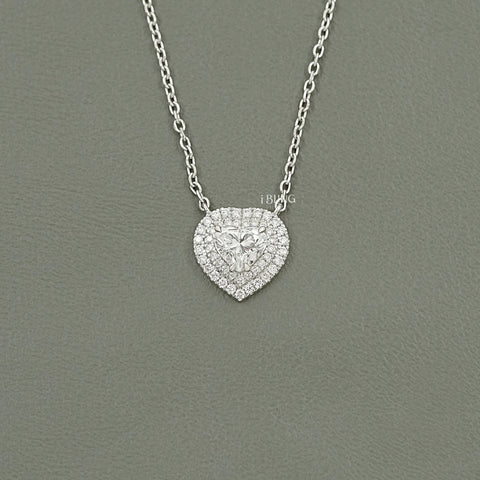 Heart Cut Lab Diamond Double Halo Necklace