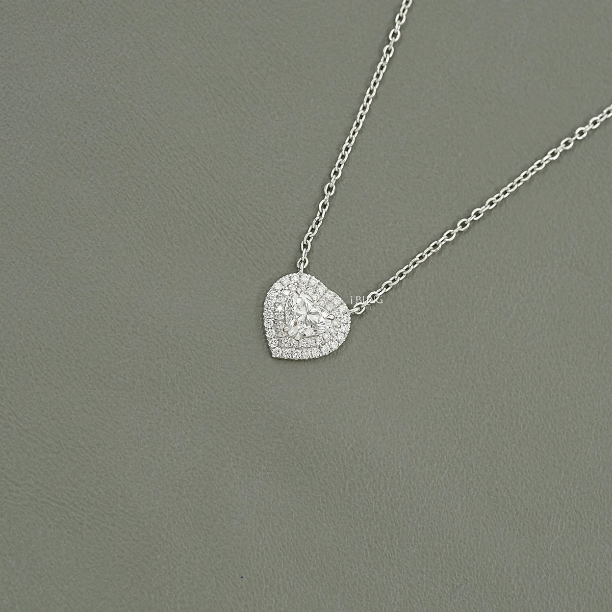 Heart Cut Lab Diamond Double Halo Necklace Necklace