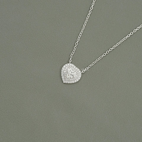 Heart Cut Lab Diamond Double Halo Necklace