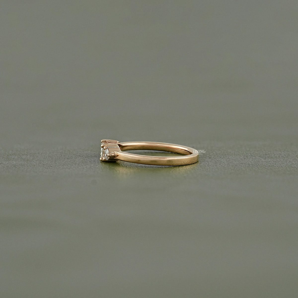 Bagutte Cut Lab Diamond Three Stone Wedding Band Three Stone Ring