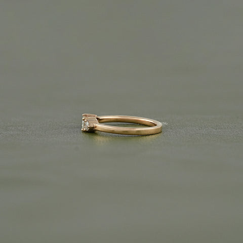 Bagutte Cut Lab Diamond Three Stone Wedding Band