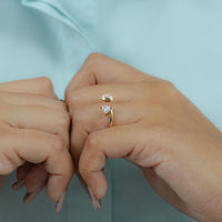 Pear Cut Lab Diamond Open Cuff Engagement Ring