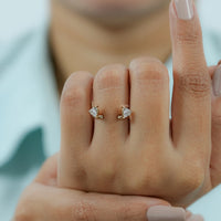 Pear Cut Lab Diamond Open Cuff Engagement Ring