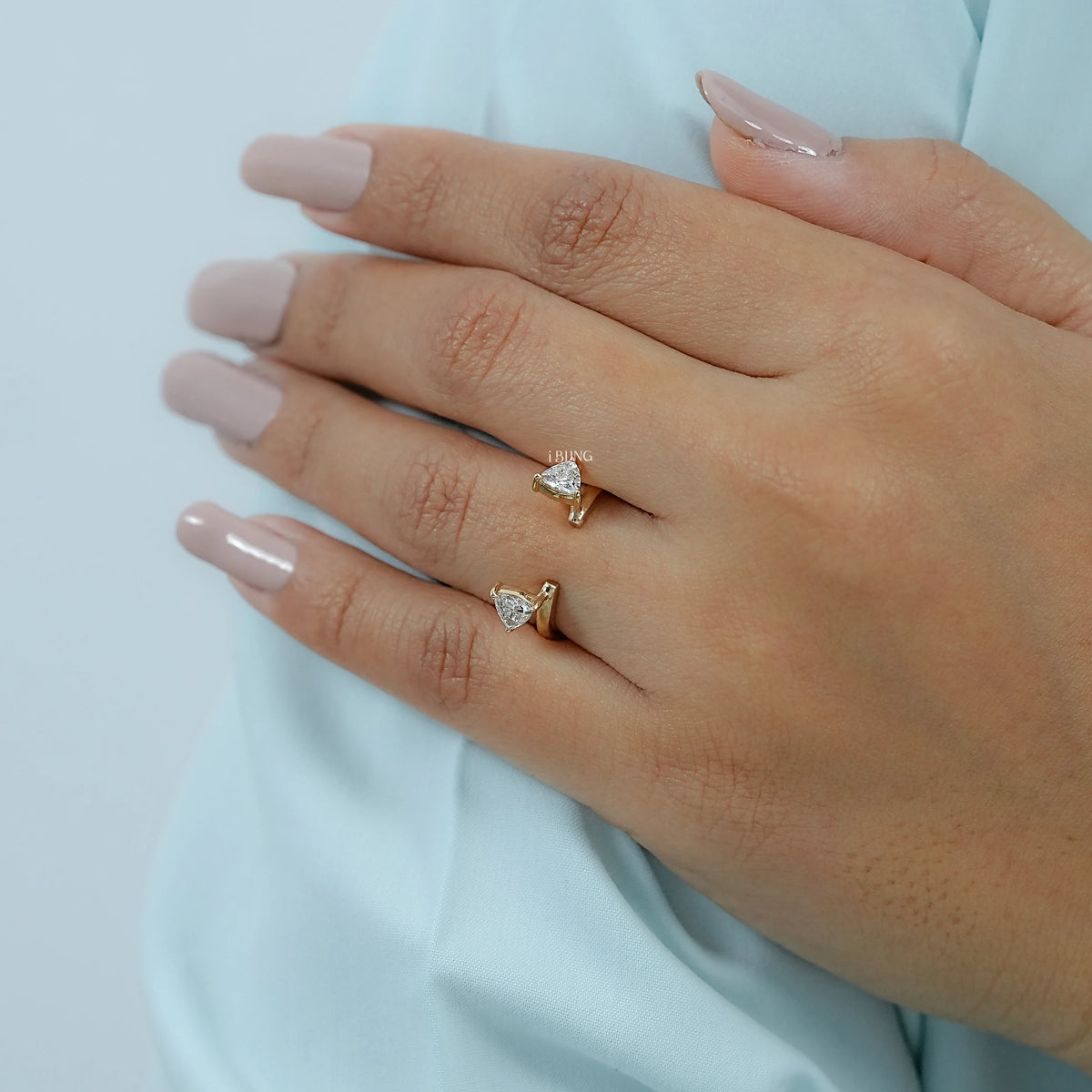 Pear Cut Lab Diamond Open Cuff Engagement Ring Ring