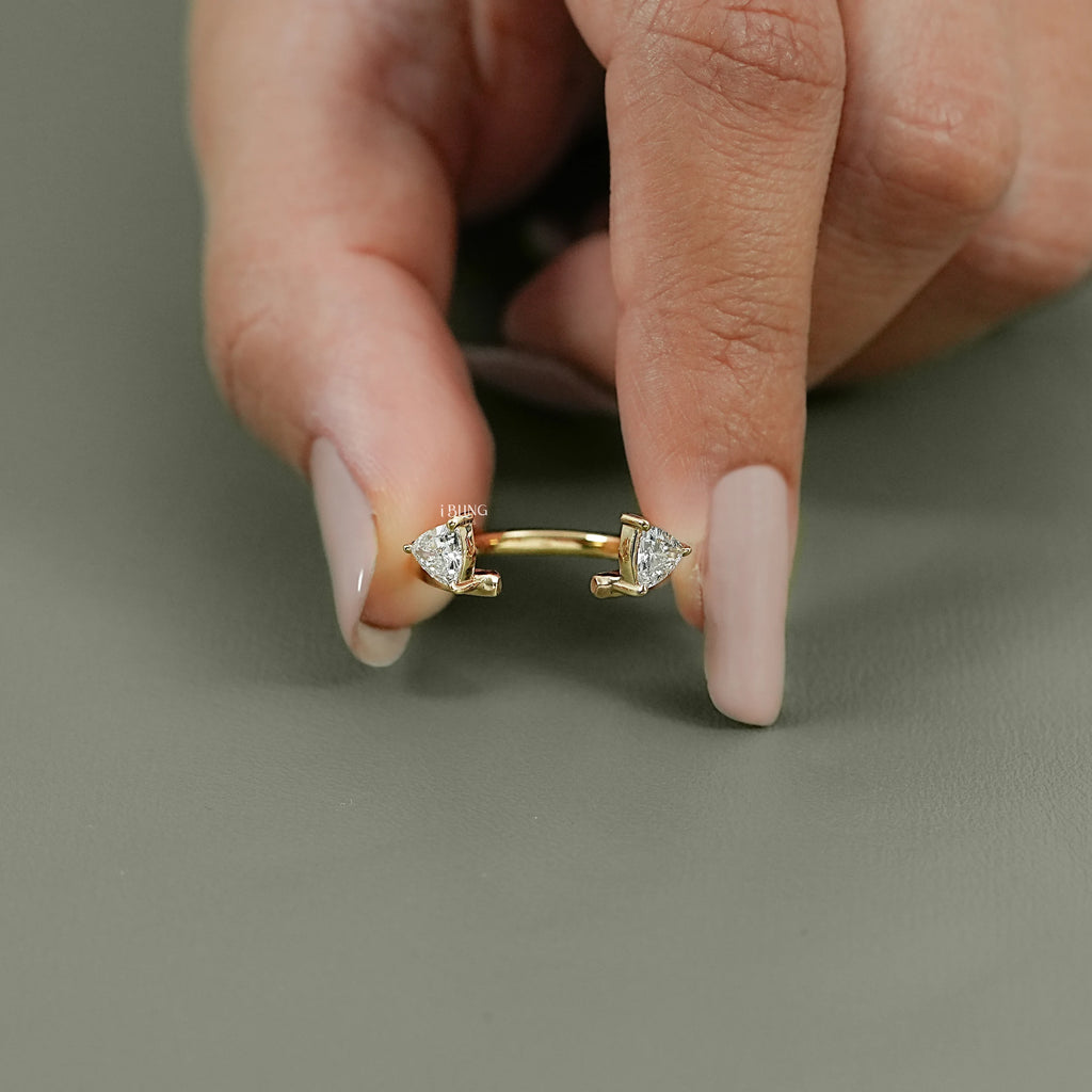 Pear Cut Lab Diamond Open Cuff Engagement Ring