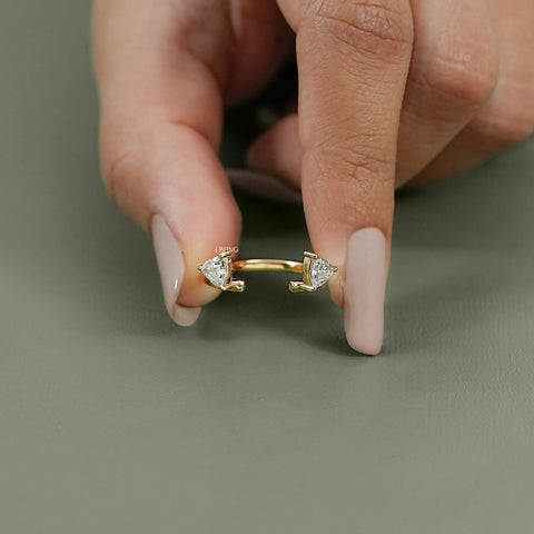 Pear Cut Lab Diamond Open Cuff Engagement Ring