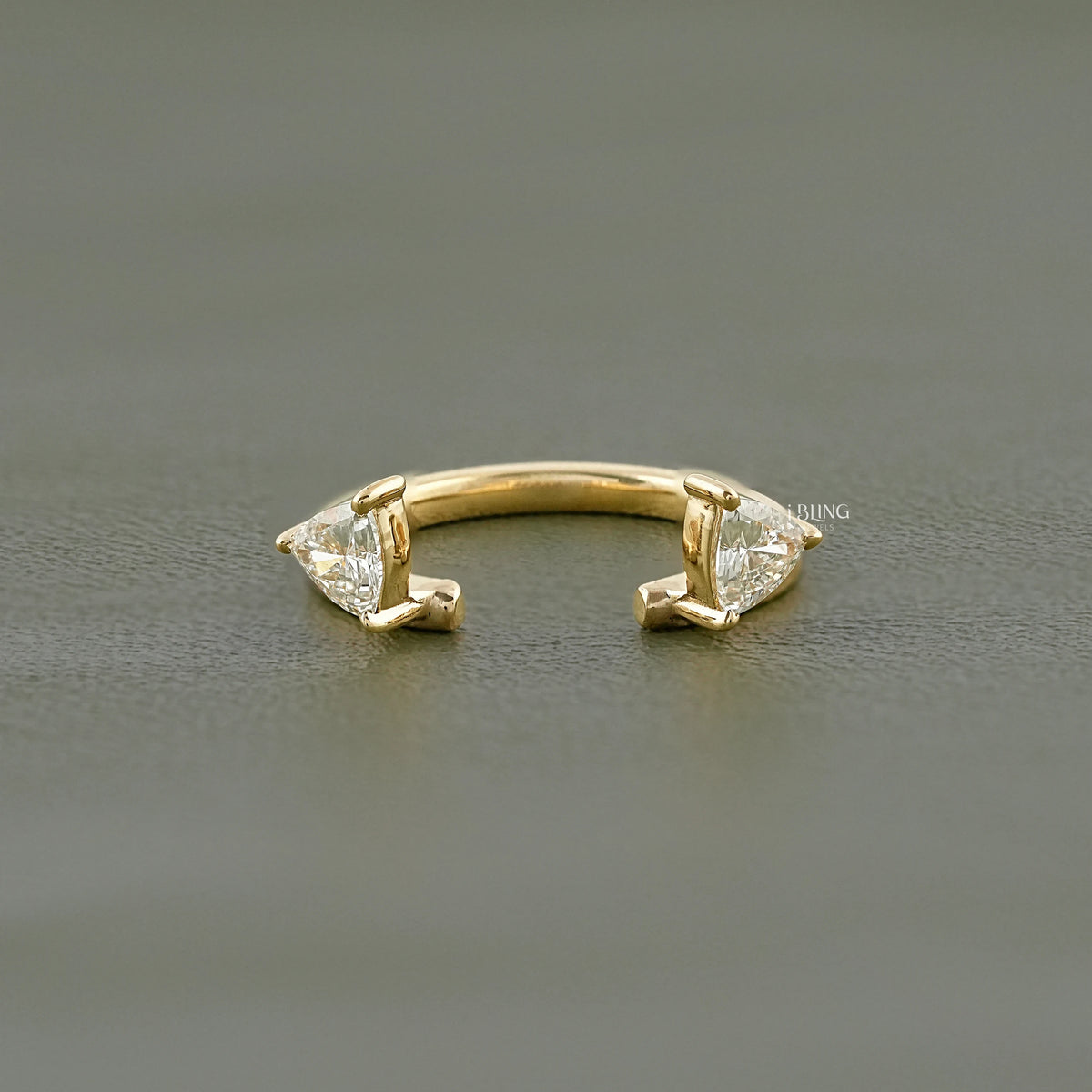 Pear Cut Lab Diamond Open Cuff Engagement Ring Ring