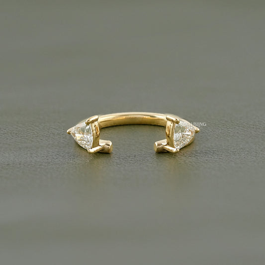 Pear Cut Lab Diamond Open Cuff Engagement Ring Ring