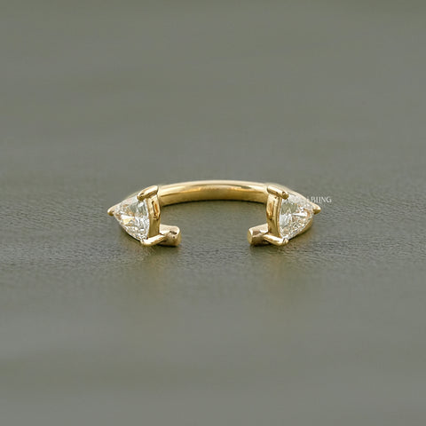 Pear Cut Lab Diamond Open Cuff Engagement Ring