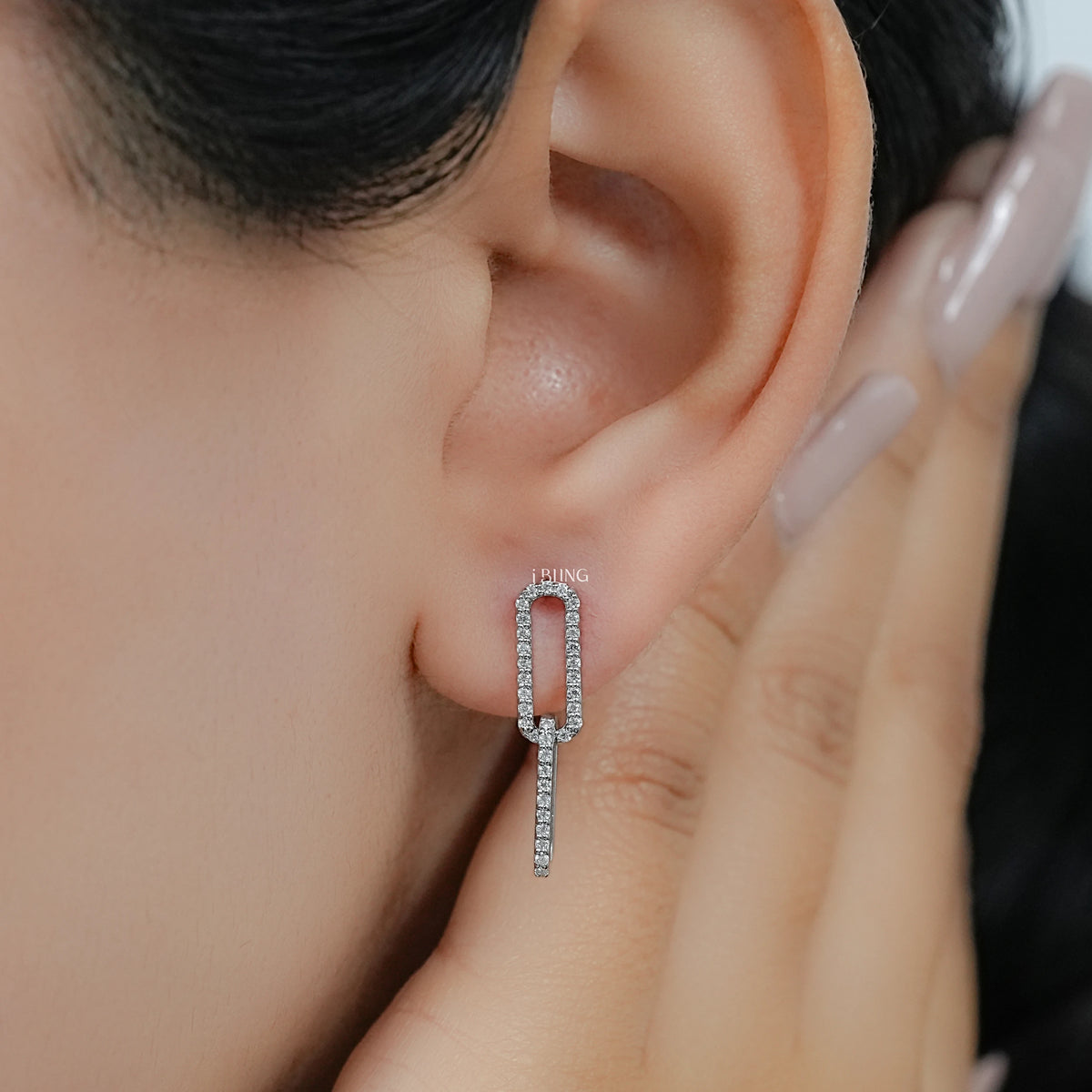 Round Cut Lab Grown Diamond Dangle Drop Clip Earrings Dangle & Drops
