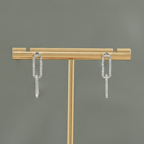 Round Cut Lab Grown Diamond Dangle Drop Clip Earrings