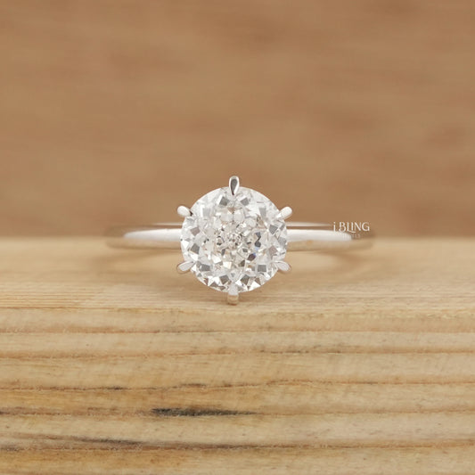 Portuguese Round Cut Solitaire Engagement Ring